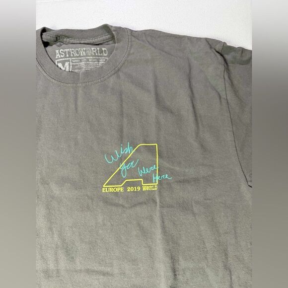 New Travis Scott Astroworld Europe 2019 Tour LS Tee Grey Size M Stop Look Listen - Picture 2 of 12